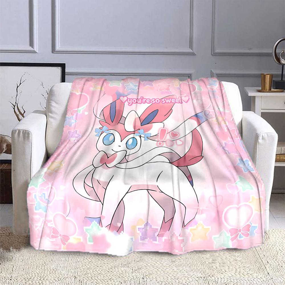 Pokemon Cute Sylveon Eevee Pink Printing Blanket Adult Children Warm Blankets Home Travel Soft and Comfortable Blanket