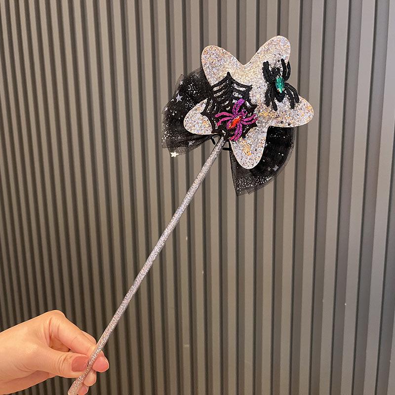 Purple Spider Bow Halloween Headband with Magic Wand for Kids' Hair Styling
