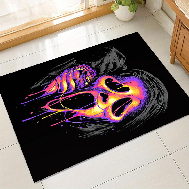 Scream Mask Horror Art Carpet For Playroom Bedroom Living Room Sofa Home Decorkids Game Area Rug Nonslip Floor Mat