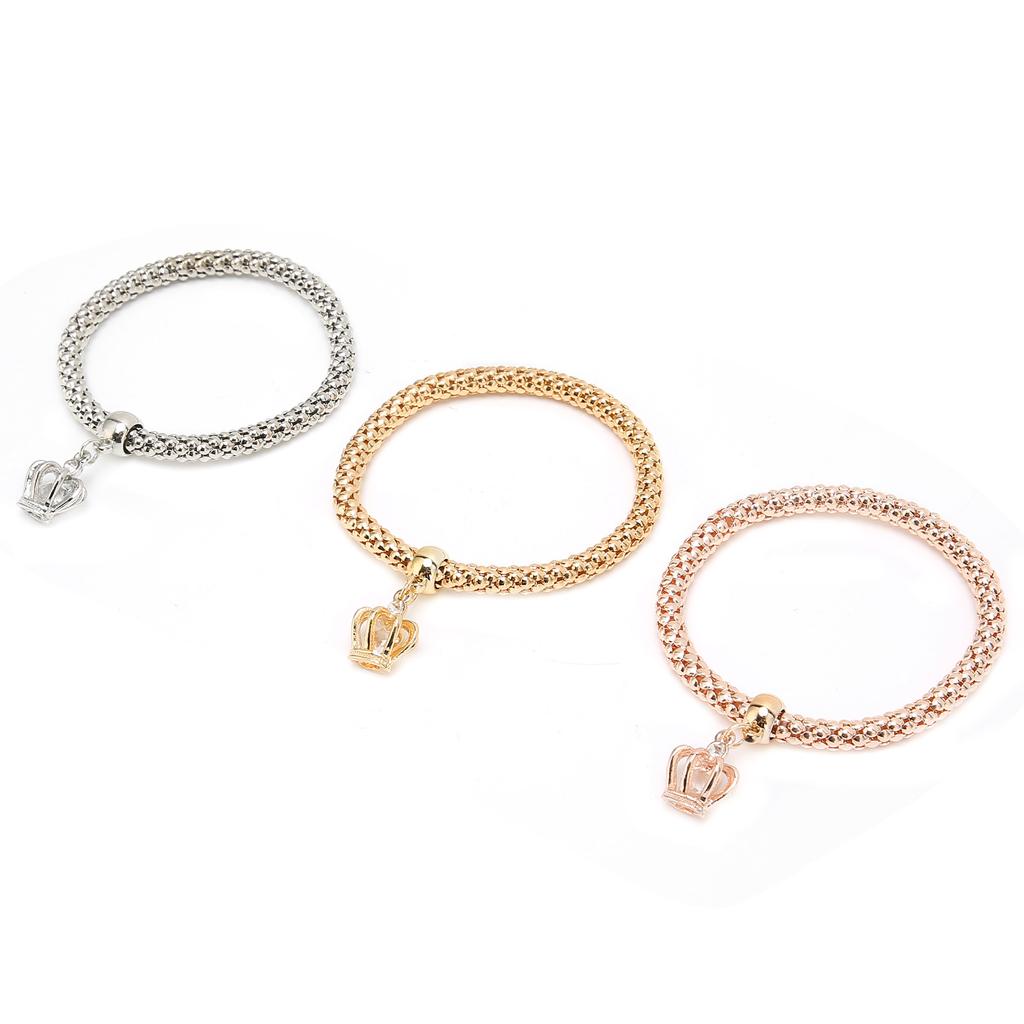 3pcs Popcorn Bracelets Alloy Elastic Charm Bracelets 3 Colors Couple Bracelet Set