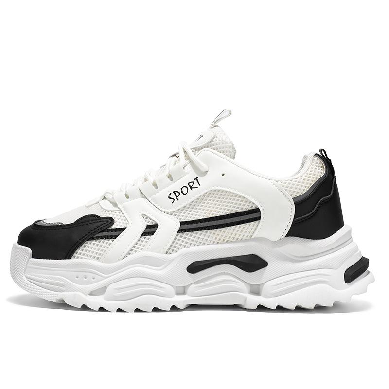 Popular Men's Shoes Spring and Summer Little White Shoes New Versatile Sports Casual Running Height Increase Youth Net Shoes Dad Shoes