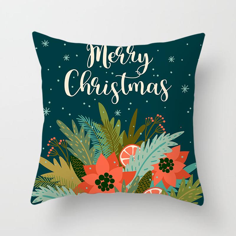 Merry Christmas Printed Pillowcase Christmas Style Cushion Cover Home Sofa Decor Throw Pillowcase