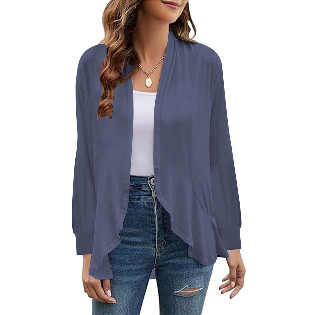 Women's Long Sleeve Cardigan Casual Open Front Coats Loose Solid Color Cardigans For Women