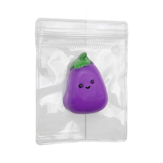 Mini Smiling Eggplant Squeeze Toy Stress Relief Cartoon Eggplant Sensory Fidget Toy Anxiety Relief Soft Stretchy Stress Ball Pinch Toy