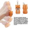 Cute Animal Silicone Lip Balm Holder Case Keychain Kawaii Cat Bunny Lipstick Sleeve Protective Cover Bag Charm Gift