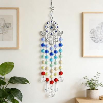 Crystal Sun Catcher Hanging Ornament Rainbow Garden Decor Evil Eye Tree of Life Handmade Glass Pendant for Home Window Gifts