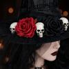 Halloween Witch Hat with and Rose Mesh Decorative Costume Hat for Party