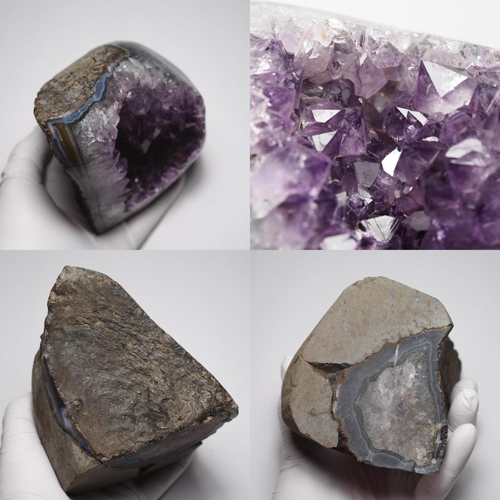 stone Natural Mineral Amethyst Cluster Uruguay Crystal of a [N2 Natural] (Amethyst Geode) - - (81 "One Kind" Approx. 953g, 93x101x88mm)