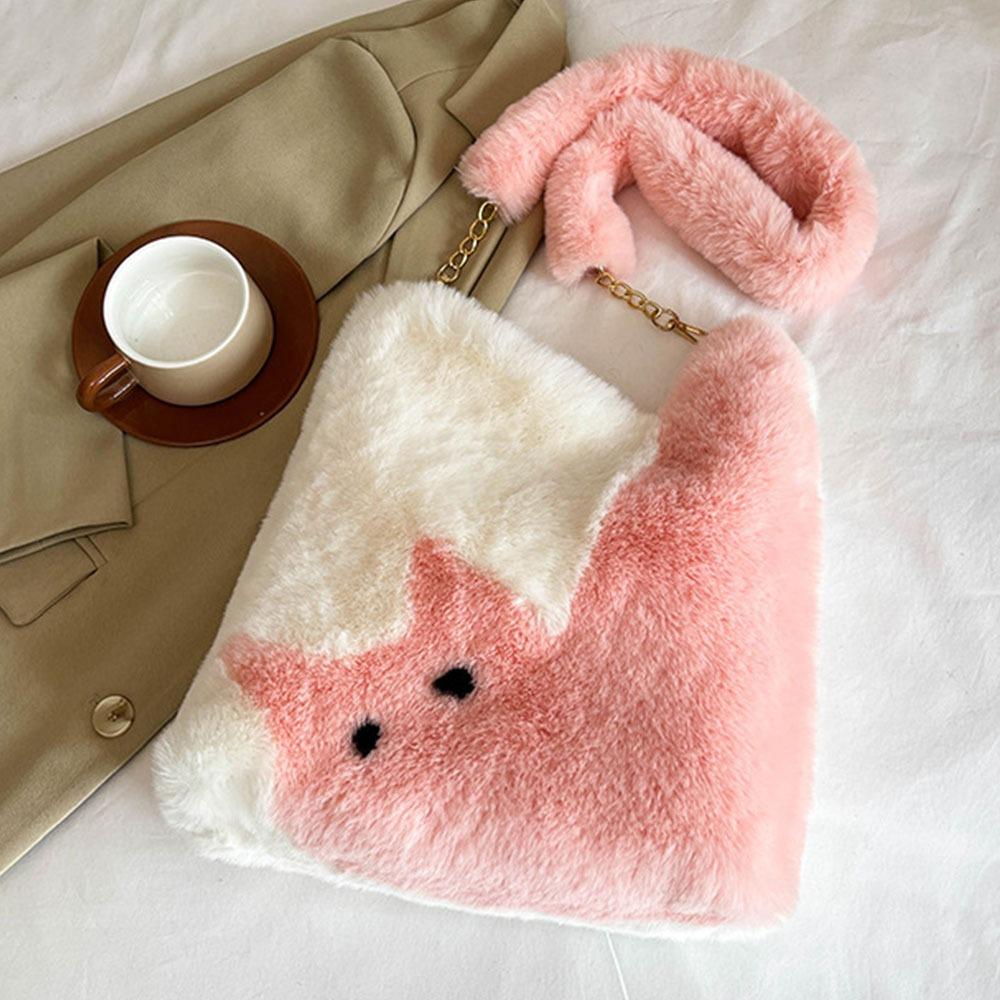 

Мультяшный кот сумка через плечо большой емкости мягкие сумки симпатичная плюшевая сумка на плечо розовый