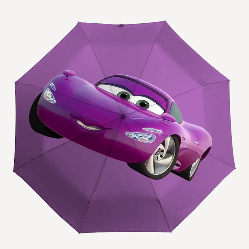 Cars Automatic Umbrella Tri fold Portable Umbrella, Best Holiday Gift for Men and Women, Durable Iron Frame, Playful Design, Sturdy and Du