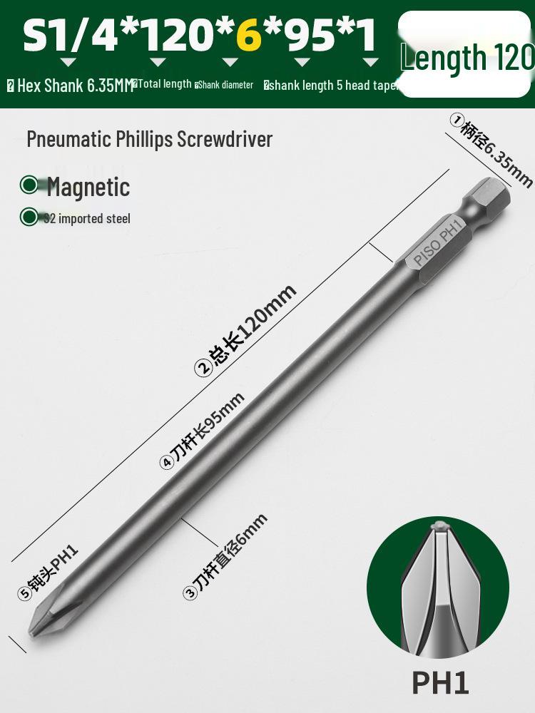 PISO Anti-Slip Cross Extended Rod Strong Magnet Hex PH2 Drill & Screwdriver Bit Set
