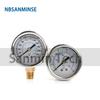 NBSANMINSE Hydraulic Oil Pressure Gauge SM2SB50B/L 2 Inch G1/4 Liquid Manometer Pression Instruments SS304 Gauge Brass Thread