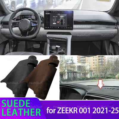 Anti-UV Suede Leather Dashmat for ZEEKR 001 FR 2021 2022 2023 2024 2025 Black/Brown Dashboard Cover Sunshade Carpet Non-slip Pad