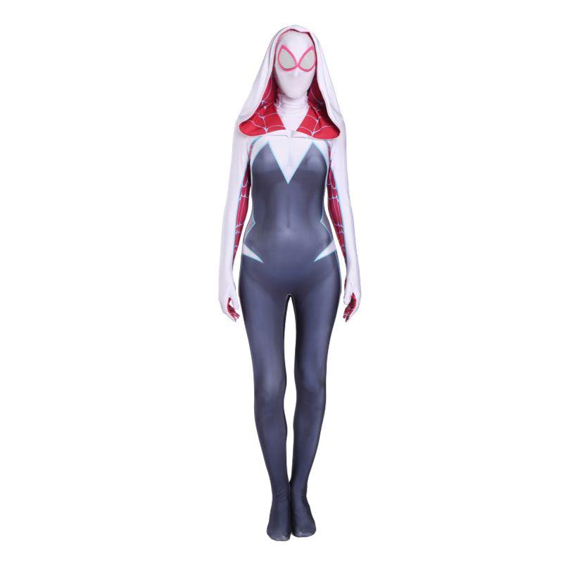 Stacy Spider Gwen Costume Venom Cosplay Girl Women Spiderman Halloween Jumpsuit