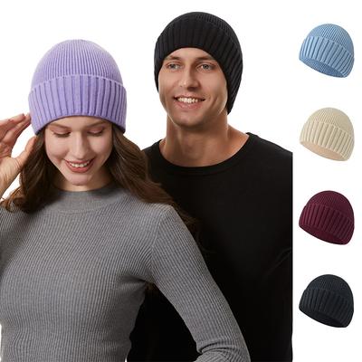 Solid-colour Classic Knit Beanie for Men Casual and Versatile Couple's Cold-weather Hat Warm Woolly Hat for Women In Autumn and Winter