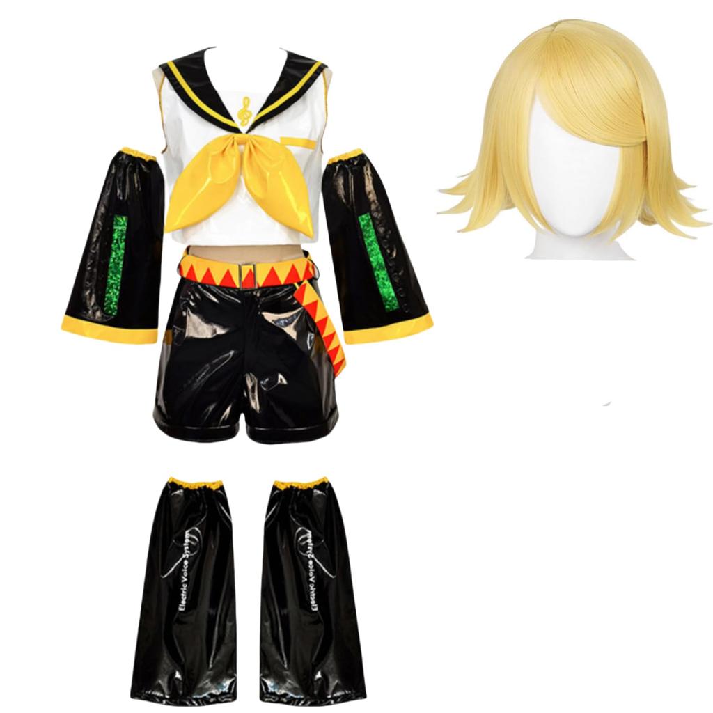 Kagamine Cosplay-kostyme med Perfekt for arrangementer og Halloween Størrelse [ZOMOZO] RIN/LEN Parykk, (Kagamine RIN, XL)