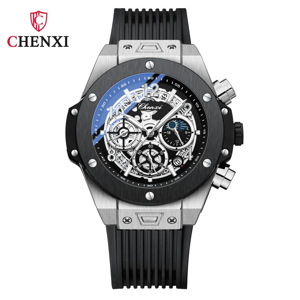Men's Wrist Watch Waterproof Luminous Chronograph Calendar Watch Sports Quartz Wristwatches Silicone Band