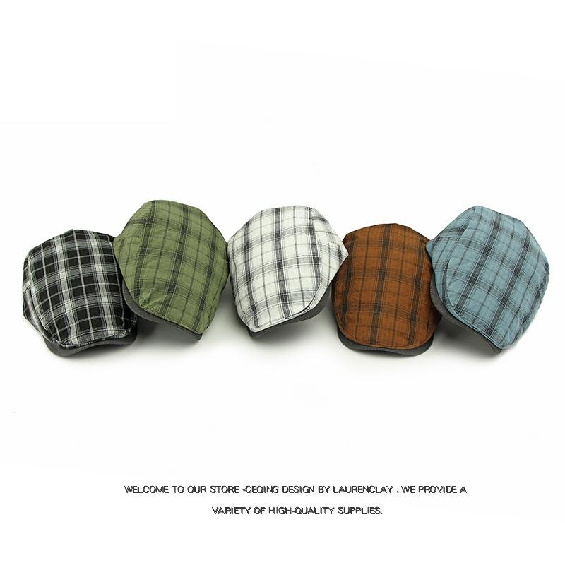 Plaid Hat Women's Beret Men's British Retro Progressive Cap Peaked Cap