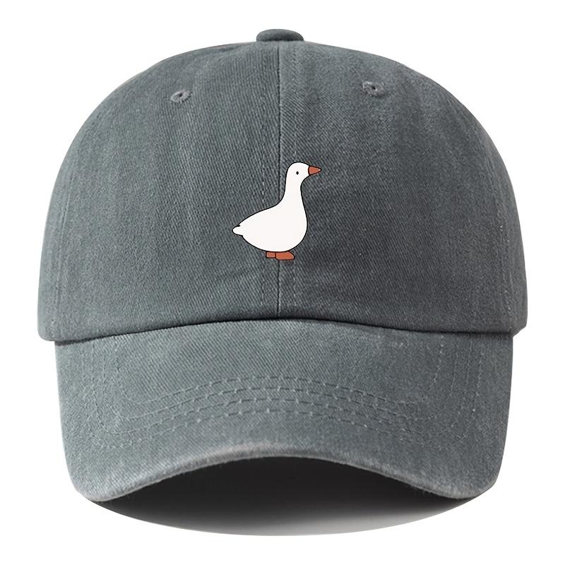 Kids Adjustable Vintage Washed Baseball Cap with Printed Duck 100 Polyester Lightweight Snap Closure Animal Theme
