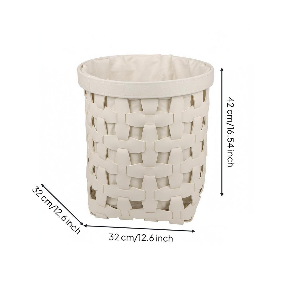 Decorative Woven Laundry Basket Space-Saving with Textile Lining