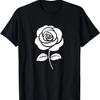 Rose Einfach Weiß Umrissen Blumig Minimalistisch Natur Kunst T-Shirt