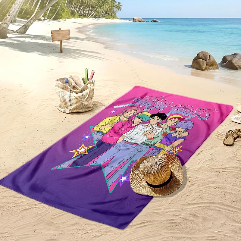 Kpop Demon Hunters Printed Beach Towel, Large Absorbent Quick Dry Towel for Summer Outdoor Swimming