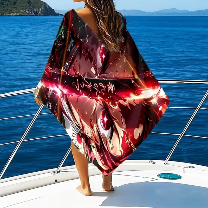 Ghost Slayer's Night Beach Towel - Soft, Absorbent Microfiber, Lightweight, Ideal for The Beach, Parties, Travel, Camping fan gifts