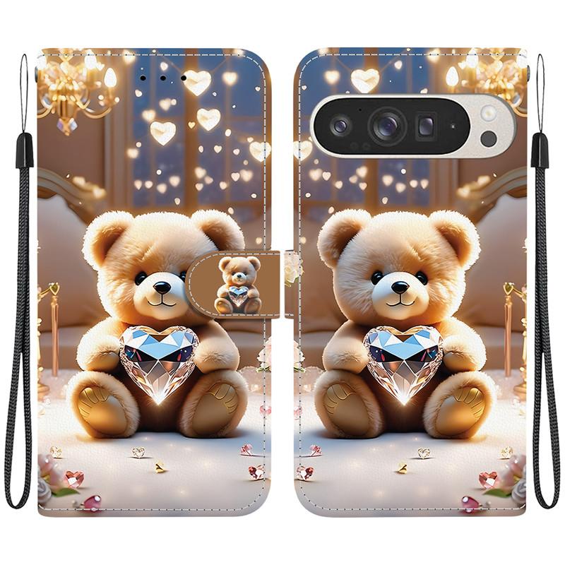 Etui Zwierzęce Lew Panda Skórzane Etui na Telefon Dla Google Pixel 10 9 Pro XL 8 7 6 5 9A 8A 7A 6A 5A 4A 5G Portfel Klapka Magnetyczne Etui