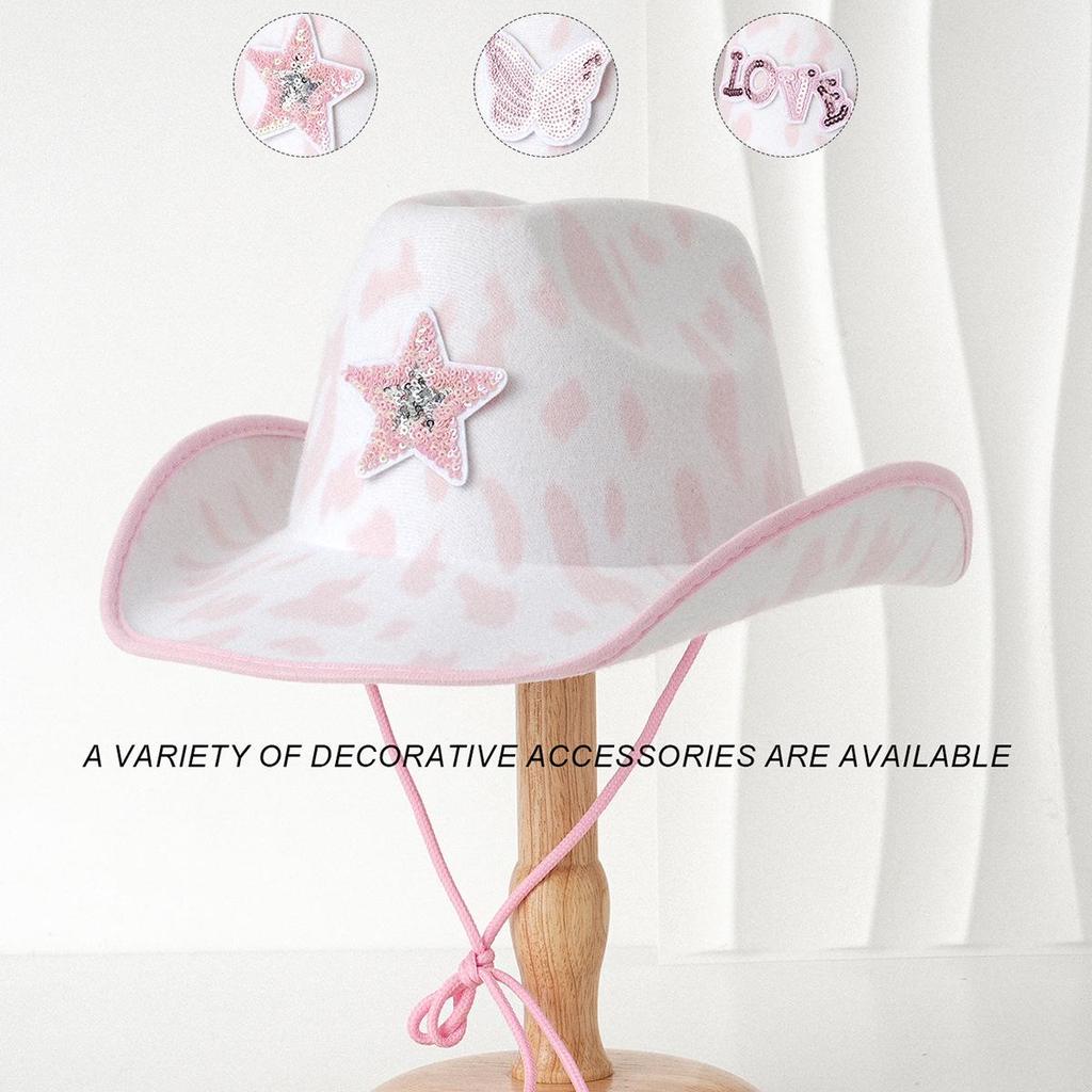 Women's Fedora with Shiny Star and Butterfly LOVE Design, Adjustable for Sun Protection