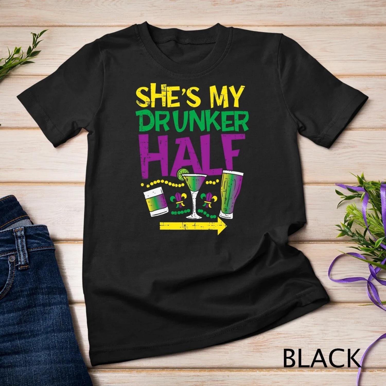 She s My Drunker Half Matching Couple Boyfriend Mardi Gras T shirt S чёрный