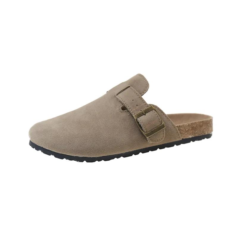 Fashion Autumn Women's Flat Cork Clogs Shoes Fashion Closed Toe Suede Platform Slippers for Women Outdoor Casual Slides Shoes Zapatos