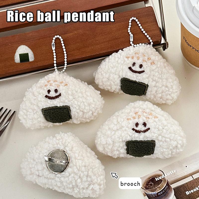 Cute Cartoon Rice Ball Keychains Pendant Funny Doll Brooch Novelty Creative Backpack Decoration Accessories Gifts
