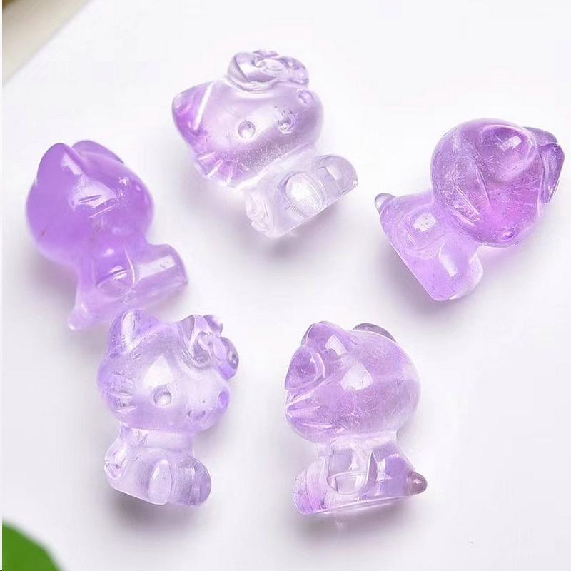 Amethyst Butterfly Flower Charm: Buddha, Nine-Tailed Fox, Cat, Rabbit, Crystal Bear Pendant