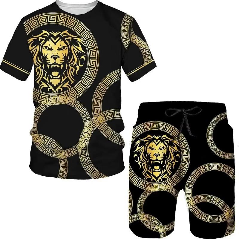 Tuta Sportiva da Uomo Stampa 3D Set Abbigliamento Due Pezzi Donna T-shirt Estate Streetwear Moda Set Manica Corta Bambino Set Tuta Uomo