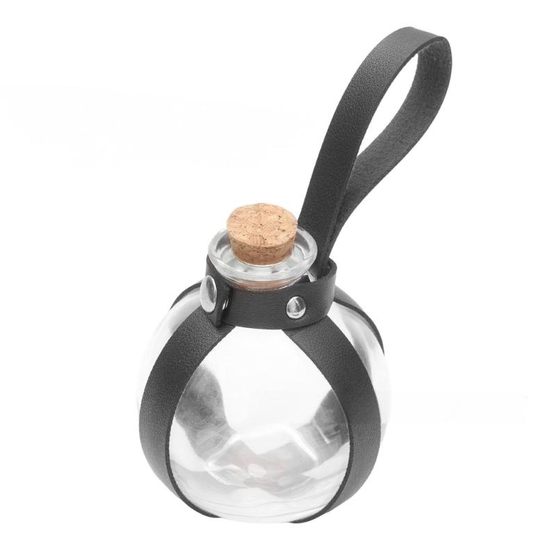 

Темна Магічна Пляшечка Зілля Середньовічна Пляшка Чарівника Скляна Пляшка Тримач із Корковою Затичкою та Шкіряним Ремінцем для Хелловіну чорний