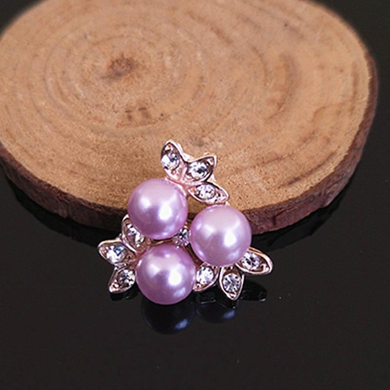 2015New 100Pcs 20mm Pearl Flower and Gold Leafs Rhinestone Flatback Embellishment Button for DIY Hair Accessories HZ256