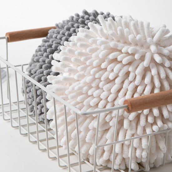 Chenille Hand Towel with Hanging Strap Highly Water Absorbent Soft Superfine Fiber Thickened Reusable Kitchen Bathroom Cleaning Wipe Towel
