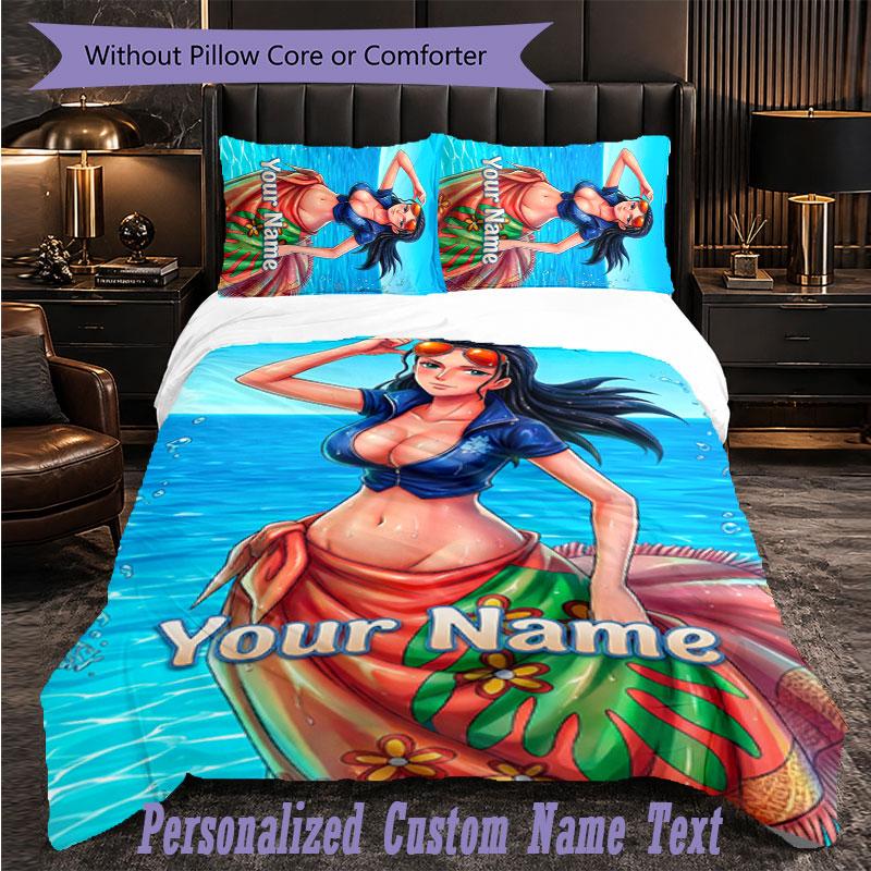 Personalized 3Pcs Bedding SetOne Piece Custom Text Duvet Cover Pillowcase Set Bedroom Gift