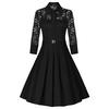 Plus Size Women Lace Long Sleeve Midi Dress Ladies Cocktail Evening Party Dress