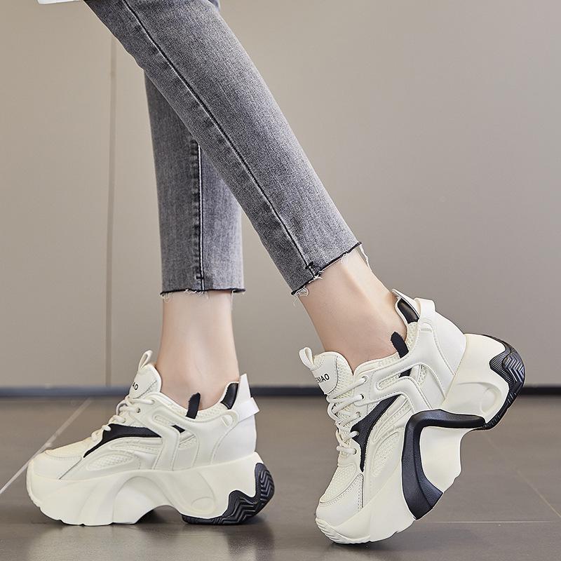 Νέα αναπνέοντα παπούτσια τύπου "dad shoes" με αύξηση ύψους εσωτερικά, πλατφόρμα, πλέγμα, μικρά αθλητικά και παπούτσια ελεύθερου χρόνου Α