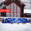 Blue Silvery Christmas Yard Banner, Merry Christmas Xmas Text Design, Polyester Outdoor Porch Fence Wall New Year Party Supplies