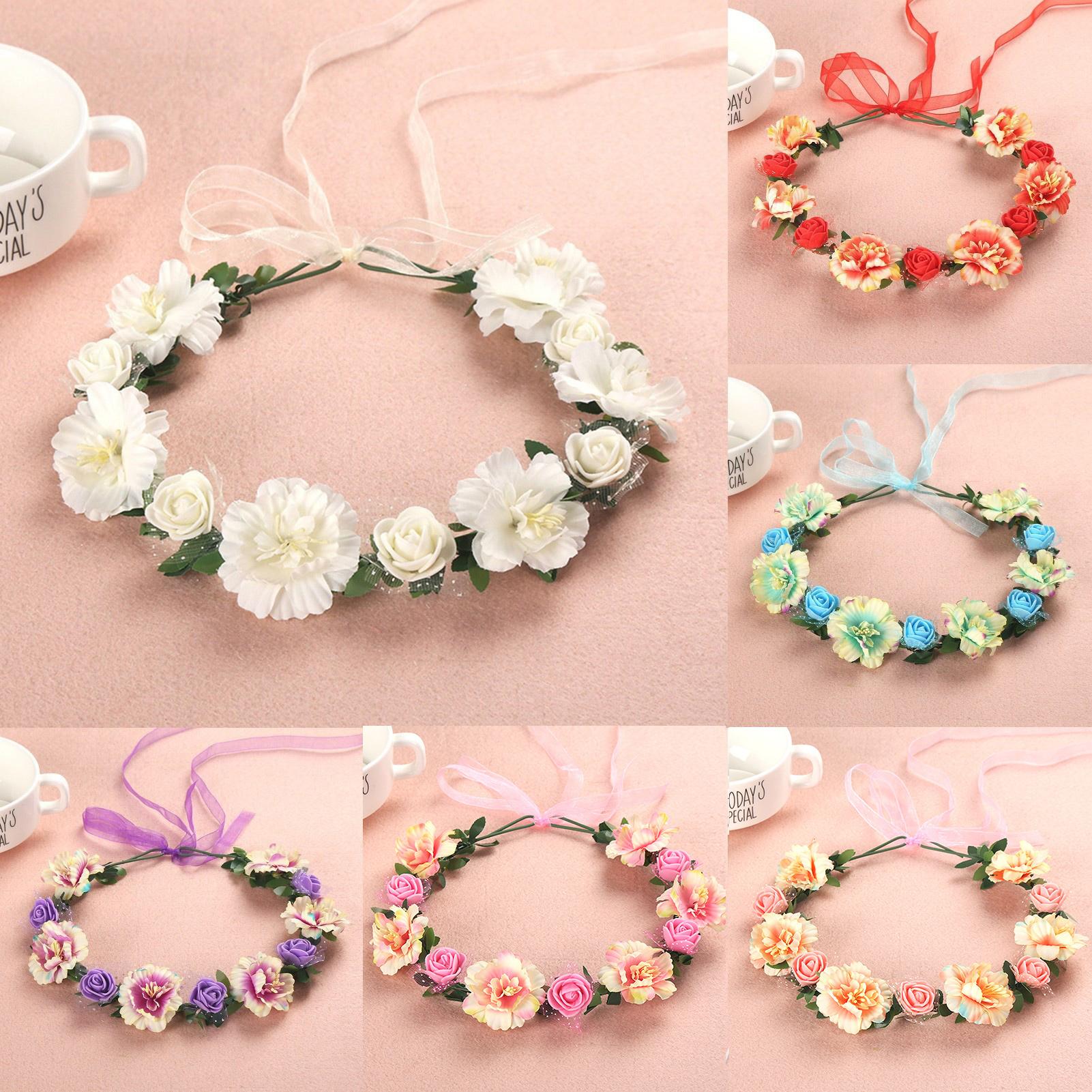 

Fairy Handmade Flower Crown For Women Elegant Simulated Flower Wreath Hairband Girls Outdoor Beach Photography Hair Accessories
