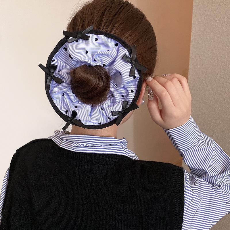 Blue love striped large intestine hair band women's head band hair rope low ponytail head rope rubber band