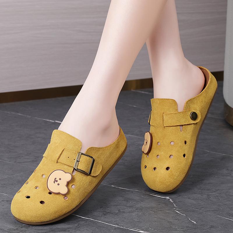 New Women Suede Clogs Slippers Soft Insole Sandals with Arch Support Shoes Outdoor Beach Suede Clogs Slippers Women Sandals