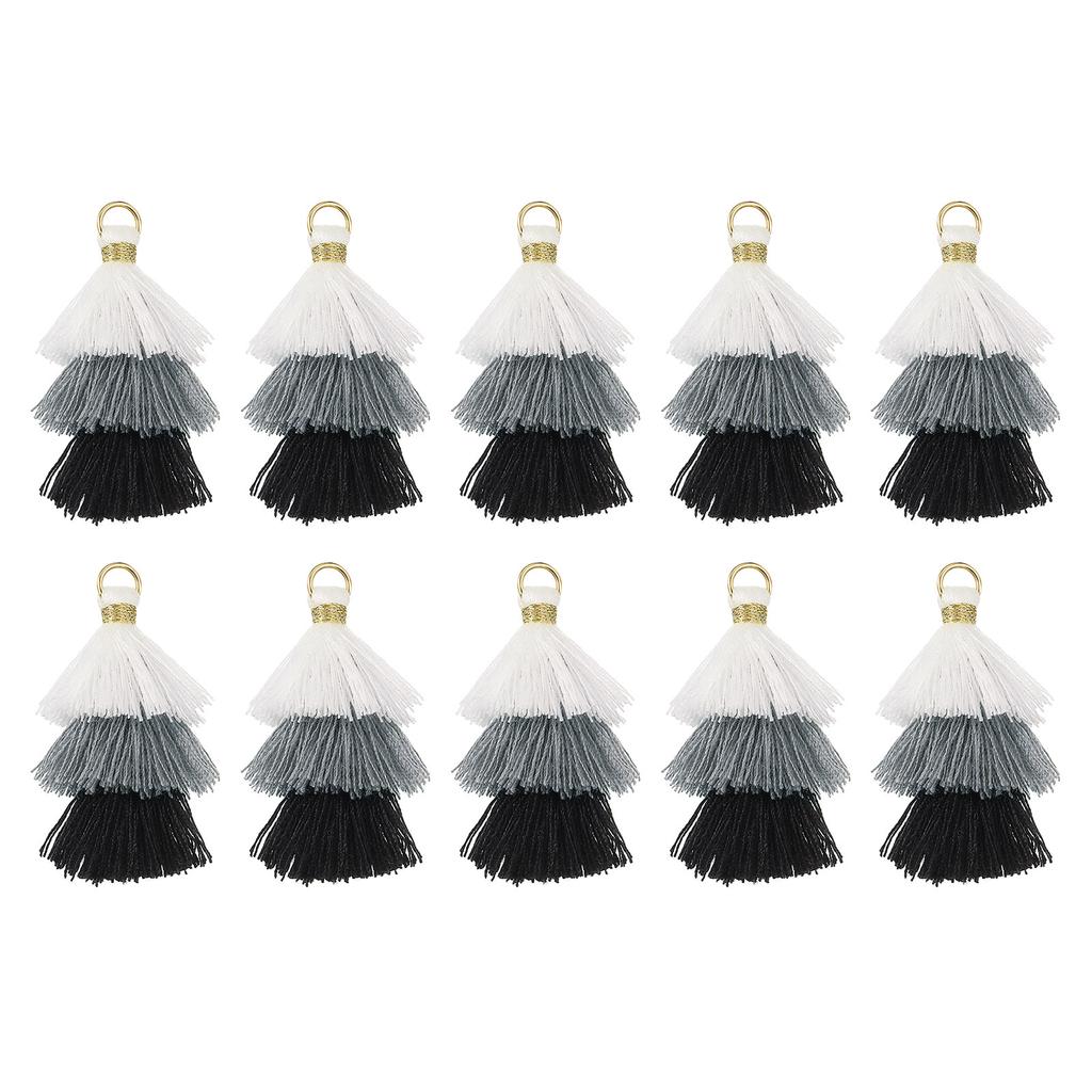 10Pcs Tiny Tri-Layered Tassels 1.6" Mini Tassel Bag Charm Bohemian Keychains Handmade Tassel Keychain for DIY Projects