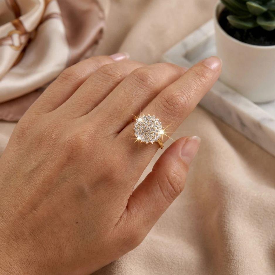 Luxury Elegant Big Flower Zircon Ring for Women Sparkling Cubic Zirconia Sunflower Finger Rings Wedding Promise Bridal Jewelry
