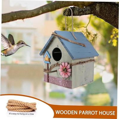 Nido de Pájaro de Madera Hecho a Mano 1 pieza Casa Nido para Colgar Decoración de Jardín Exterior Nido de Pájaro Decoración para Pájaros Casa de Pájaros Artesanía Fuerte