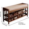 Bamboo Shoe Bench, 3-Tier Storage Rack for Entryway, End of Bed With Cushion, Hallway, Living Room, 19.7" L