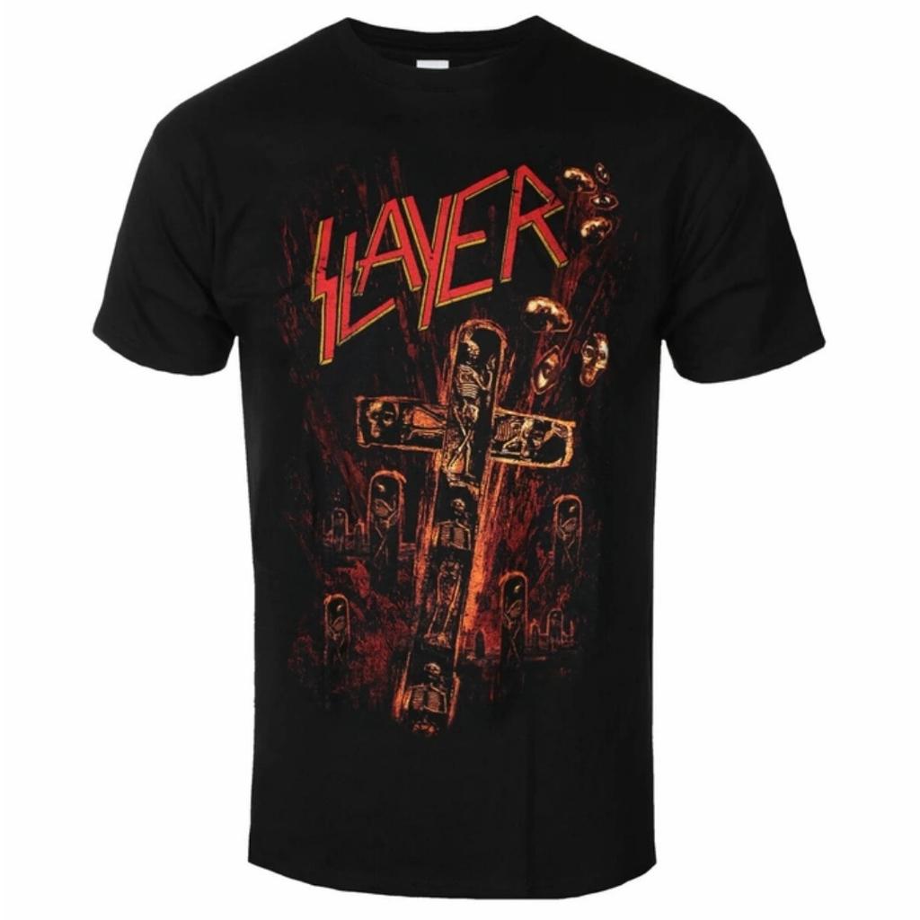 Slayer Sos Crucifixion Pattern Printed Unisex TShirt Casual Street Style Cotton TShirt Suitable For Metal Enthusiasts