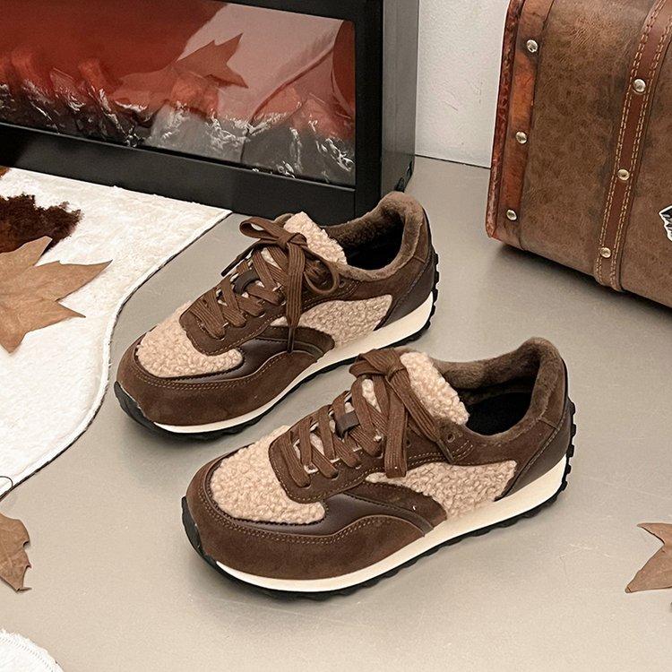 

Retro thick-soled Forrest Gump shoes for women s autumn and winter new velvet imitation lamb wool soft-soled warm sports versatile casual shoes fo 40
